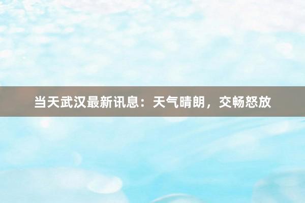 当天武汉最新讯息：天气晴朗，交畅怒放